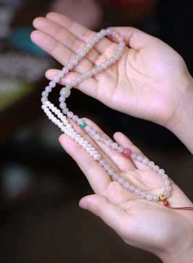 见欢喜藕粉和田玉珍珠手链