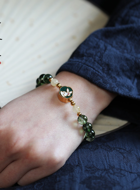 见欢喜【宫阙】绿幽灵女古风手链