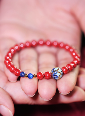本命年见欢喜帝王红朱砂古风手链