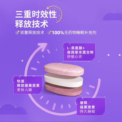 雀巢自然之宝美国褪黑素sleep睡眠片三重速释非软糖30粒褪黑素片 - 图2