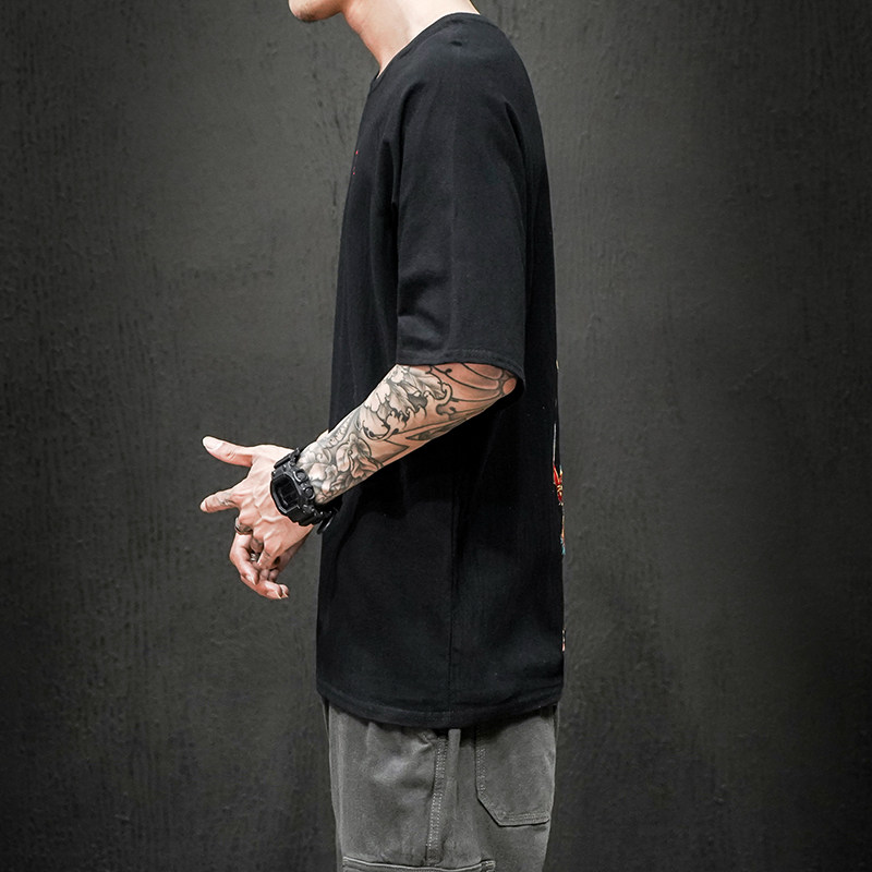 中国风齐天大圣孙悟空刺绣宽松t恤 汉樊男装T恤