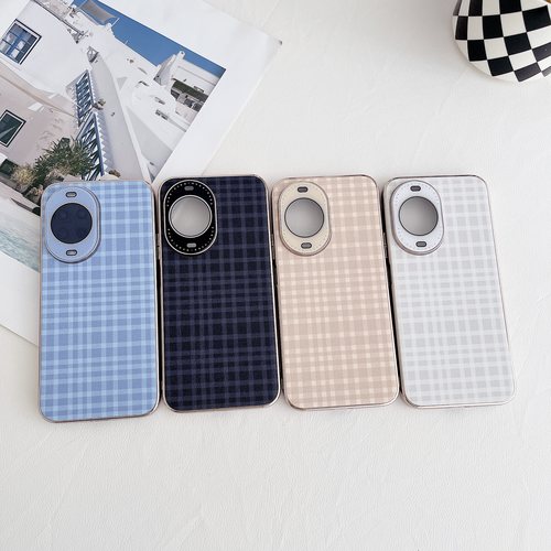 适用华为nova14pro手机壳磁吸支架nova14自带镜头膜高级感保护套nova14ultra格纹素皮男女款简约创意全包壳 - 图2