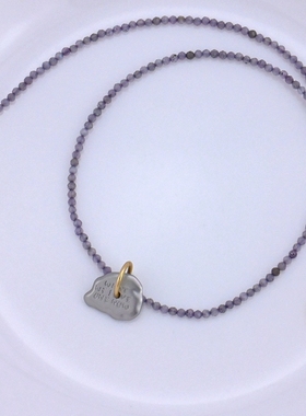 小众潮品what we love紫水晶石轻奢气质个性不规则金属吊坠项链