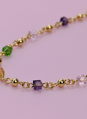 女彩色琉璃水晶项链璀璨闪亮轻奢