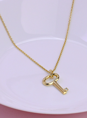 精致钥匙经典金色铜镀K金项链ins