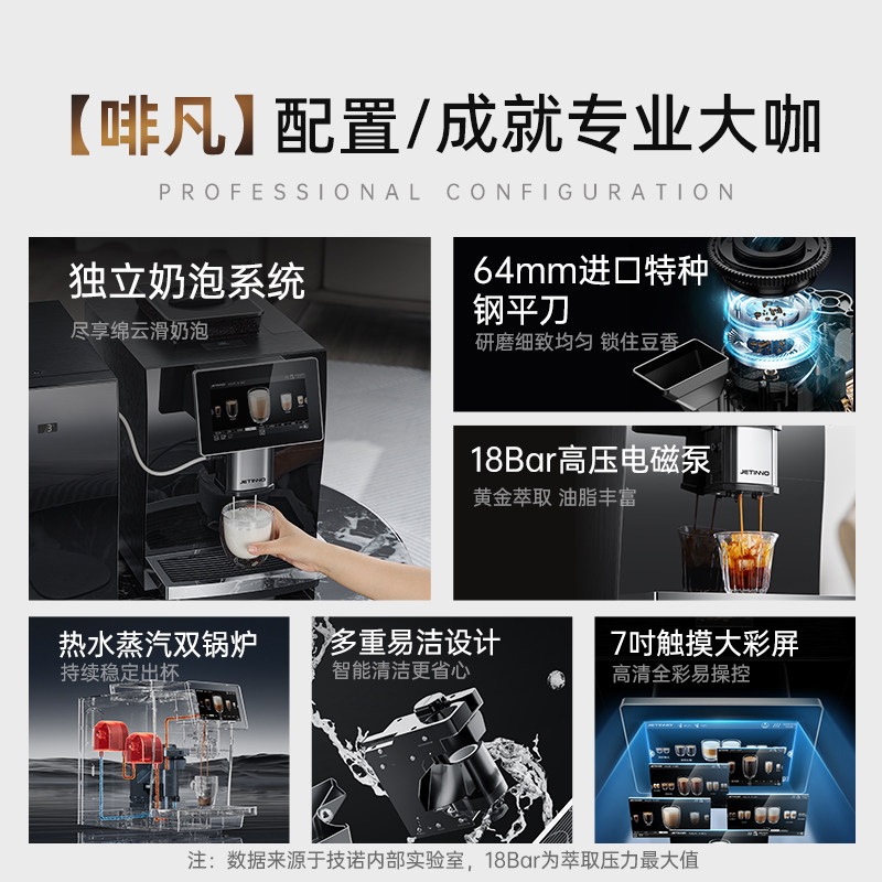 JETINNO/技诺 JL15全自动咖啡机意式小型家用商用办公室研磨一体,淘宝优惠券,粉丝福利购,淘宝优惠卷