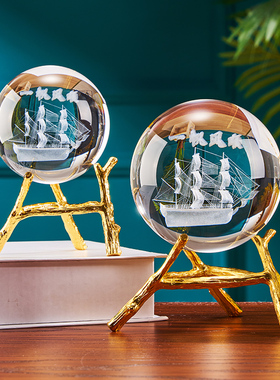 一帆风顺摆件球水晶球装饰品