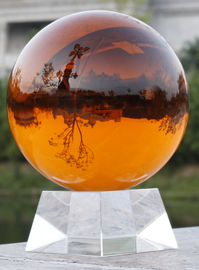 厂家直销琥珀色水晶球球纳福