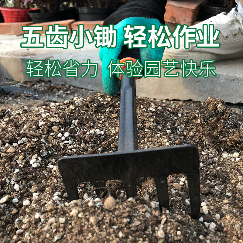 园艺工具四件套家庭挖土铁锹种花工具栽养花多肉工具种菜锄头耙子 - 图1