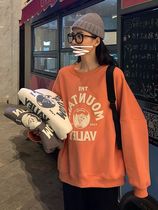 Dirty Orange sweatshirt Fall womens clothing 2020 New Chains Chains blouses Bf Lazy Breeze with printed letters
