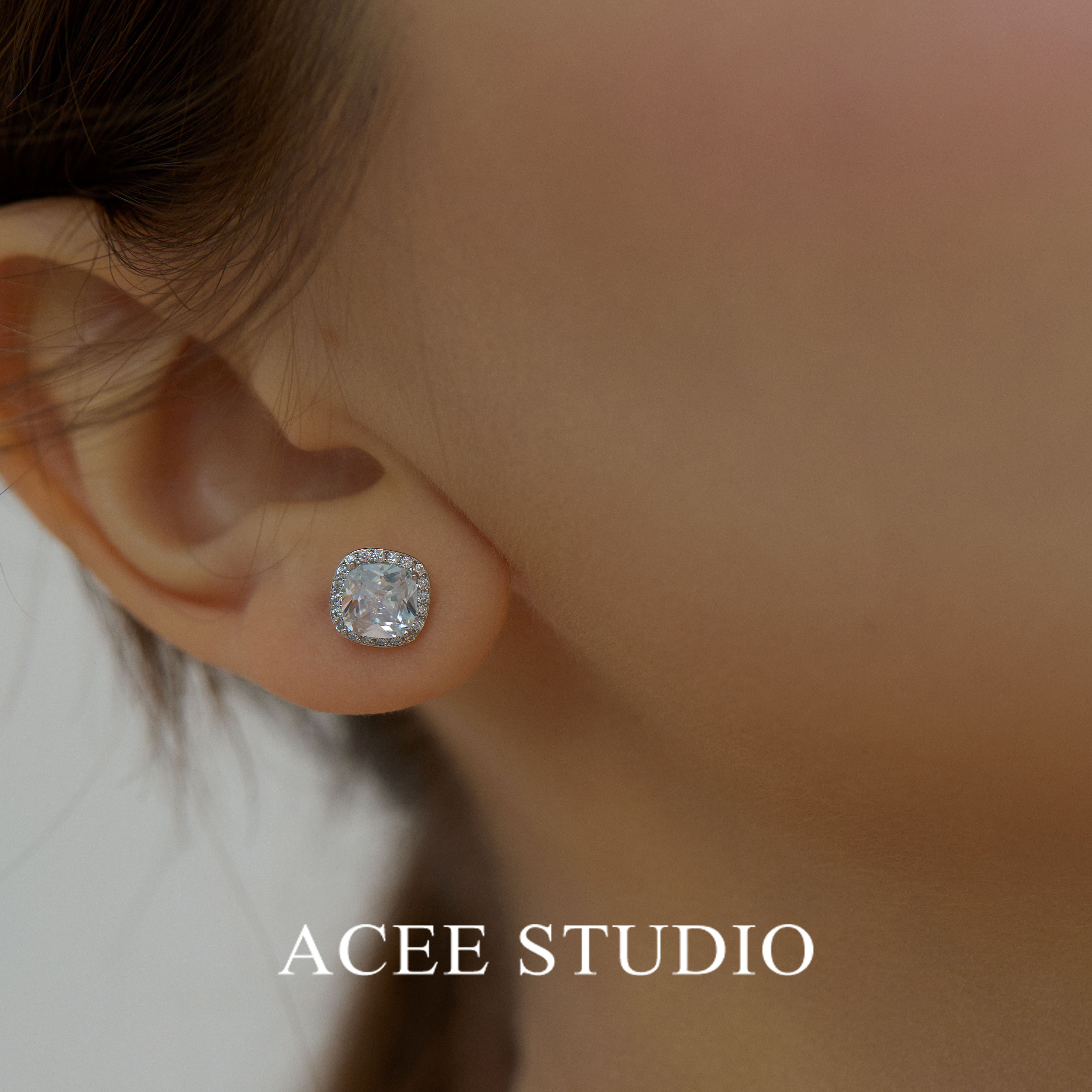 ACEE设计小方糖锁骨链女气质925纯银不褪色项链耳钉套装礼盒首饰,淘宝优惠券,粉丝福利购,淘宝优惠卷