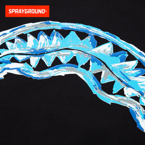 SprayGround鲨鱼嘴logo潮流休闲涂鸦短袖 印花宽松休闲透气T恤夏 - 图3