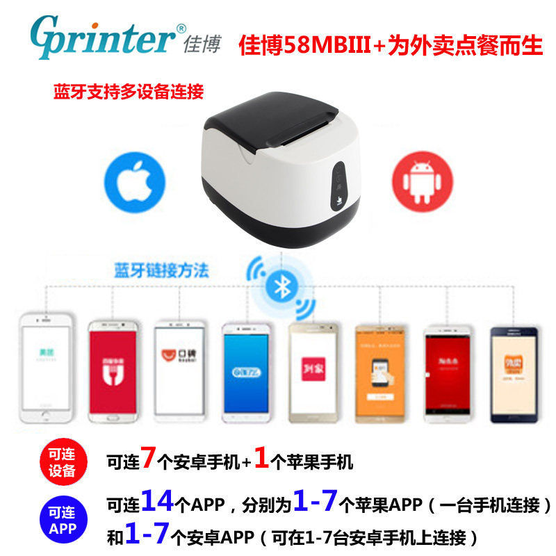 佳博58MBIII抖音直播伴侣58MM热敏蓝牙小票R220C美团饿了么京东外卖自动接单R320C真人语音224C支持云打印机,淘宝优惠券,粉丝福利购,淘宝优惠卷