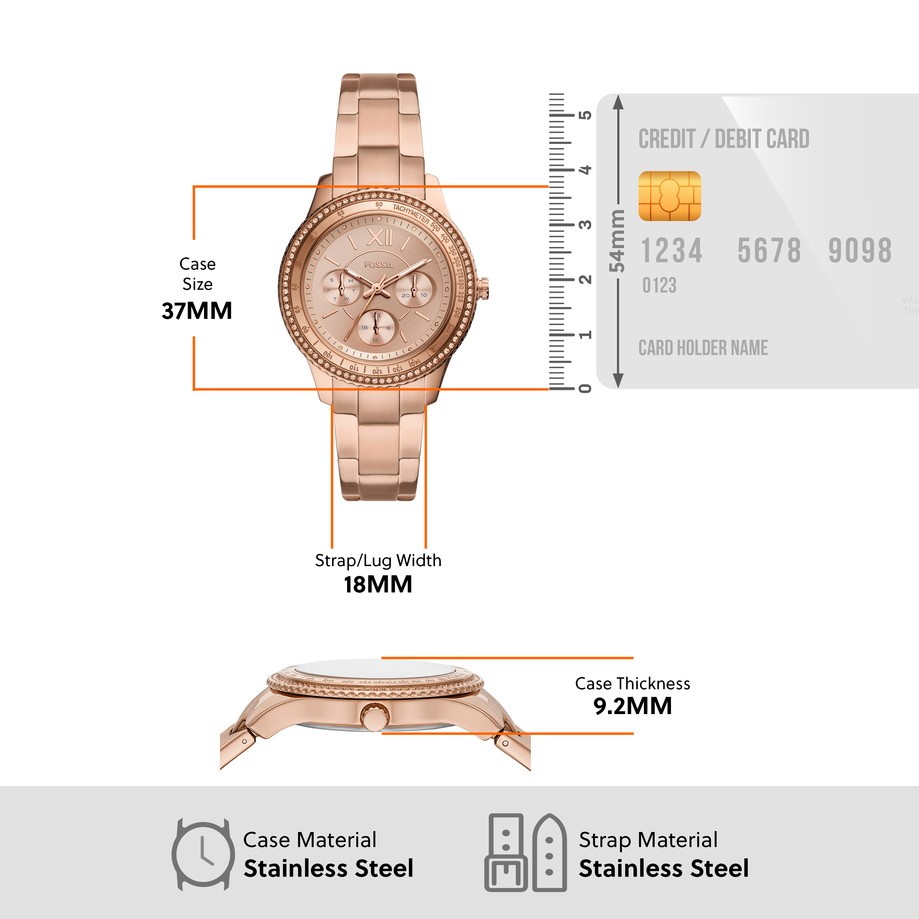 [官方正品]Fossil化石女表 玫瑰金时尚气质钢带石英腕表ES5106