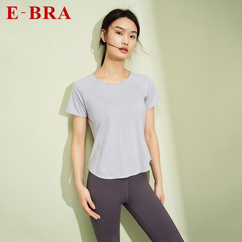 安莉芳官方奥莱瑜伽服E-BRA女士轻薄弹力修身短袖T恤棉质运动上衣,淘宝优惠券,粉丝福利购,淘宝优惠卷