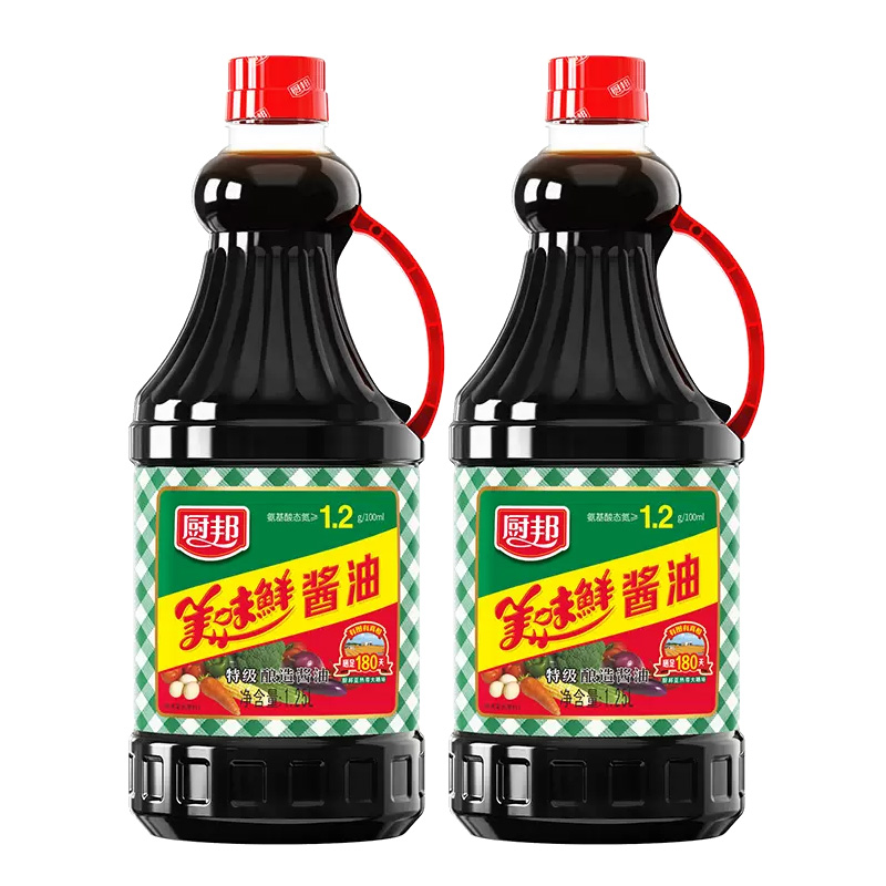 厨邦美味鲜酱油1.25L*2调料凉拌炒菜酿造生抽家用烧烤团建调味品