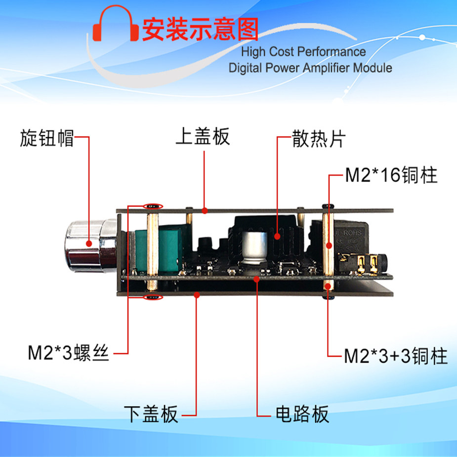 MT21蓝牙5.0数字功放模块2.1声道高低音调超重低音炮大功率100W,淘宝优惠券,粉丝福利购,淘宝优惠卷