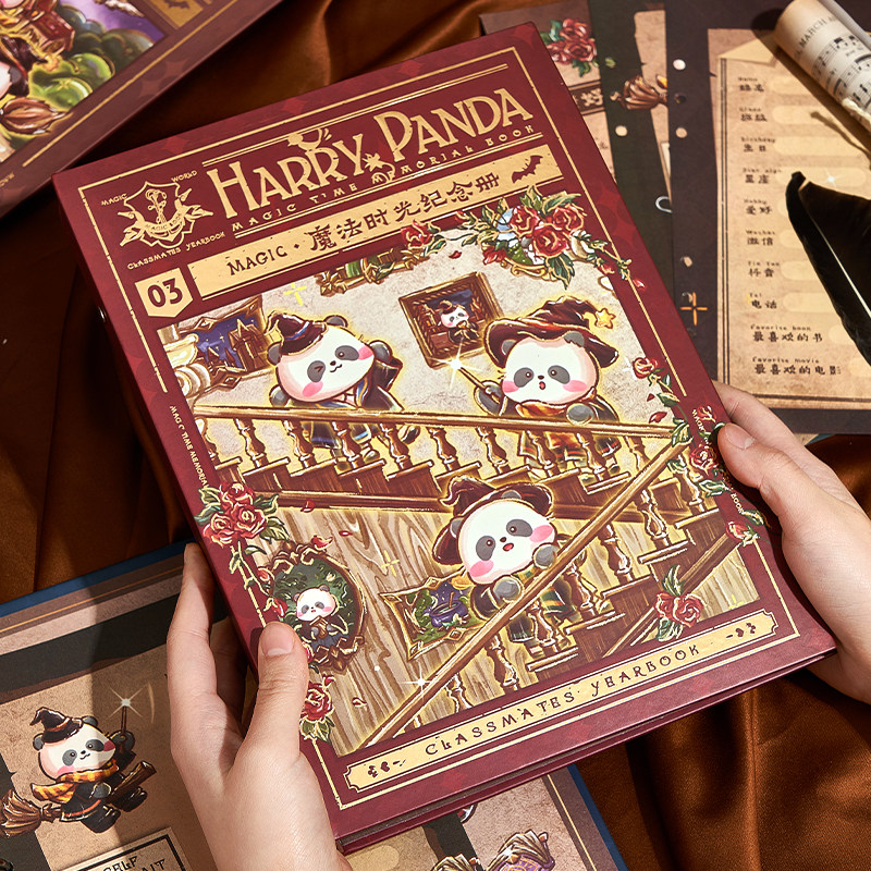 同学录小学生六年级活页本创意复古男女孩卡通可爱熊猫高颜值高级感初中ins风韩版留言册个性网红毕业纪念册