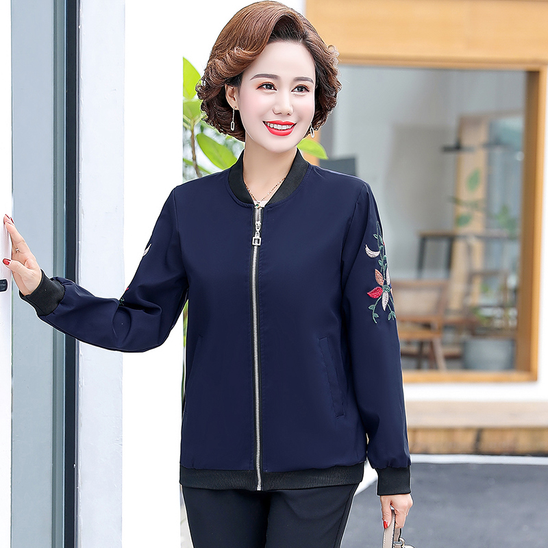 花彩姿旗舰店中年妈妈秋装风衣外套洋气质夹克新款中老年人女装春秋上衣服2