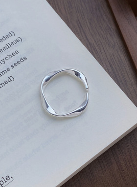 S999足银莫比乌斯环戒指女简约
