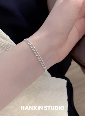 HANXINS925纯银三层圆珠手链女