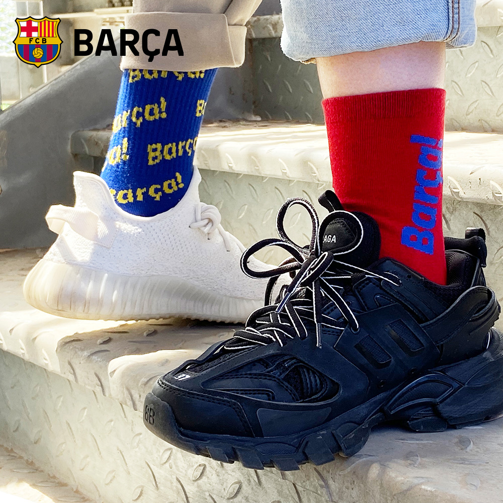 巴塞罗那俱乐部商品丨巴萨官方潮流高帮中长筒棉袜子街头球迷 - 图0