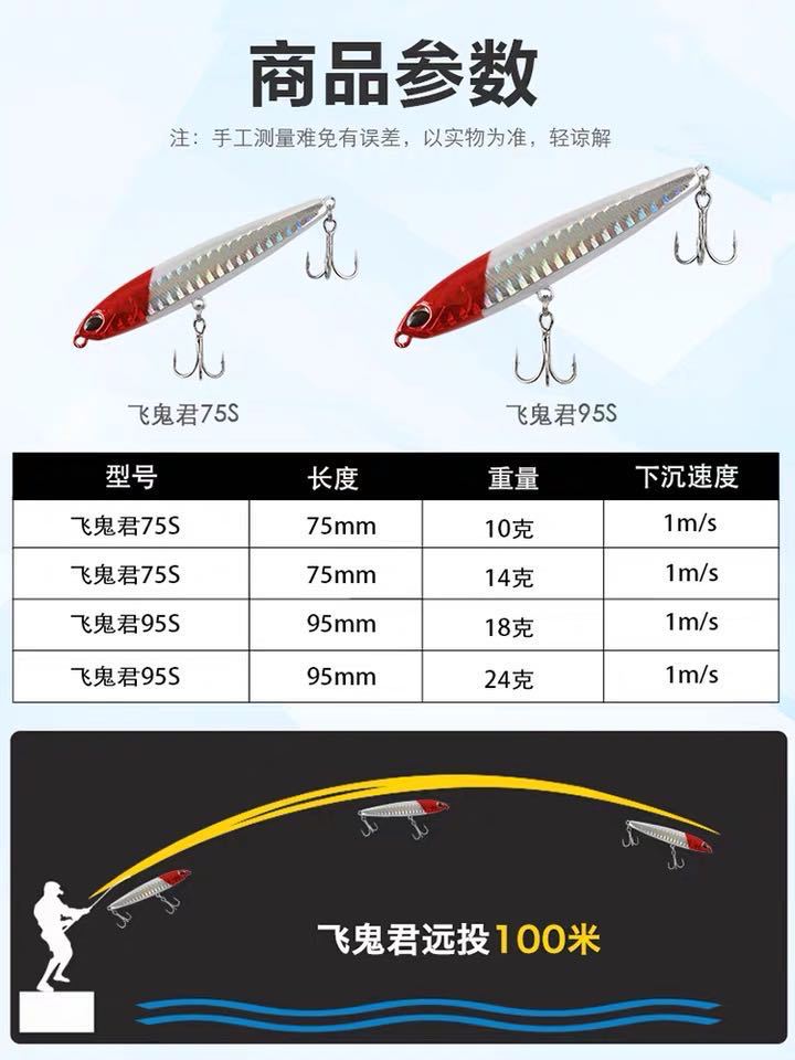 飞鬼君沉水铅笔超远投路亚饵假饵血槽钩翘嘴鲈鱼鳜鱼鳡鱼神器专杀-图1