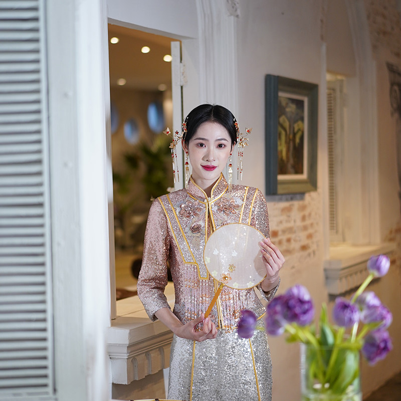 修身秀禾服新娘结婚礼服中式敬酒服 淑院旗袍