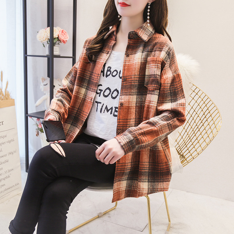 复古港味ins秋冬新品磨毛宽松衬衣 maqsha衬衫