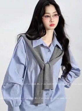 包芯纱针织披肩女秋季外搭坎肩纯色搭肩薄款开衫夏季打结假领围巾