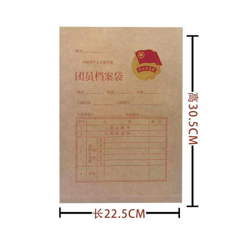 新语文化 共青团档案袋入团套装团务用品五件套大号起墙加厚团员档案袋牛皮纸质文件袋公文袋学生用学校推荐 - 图3