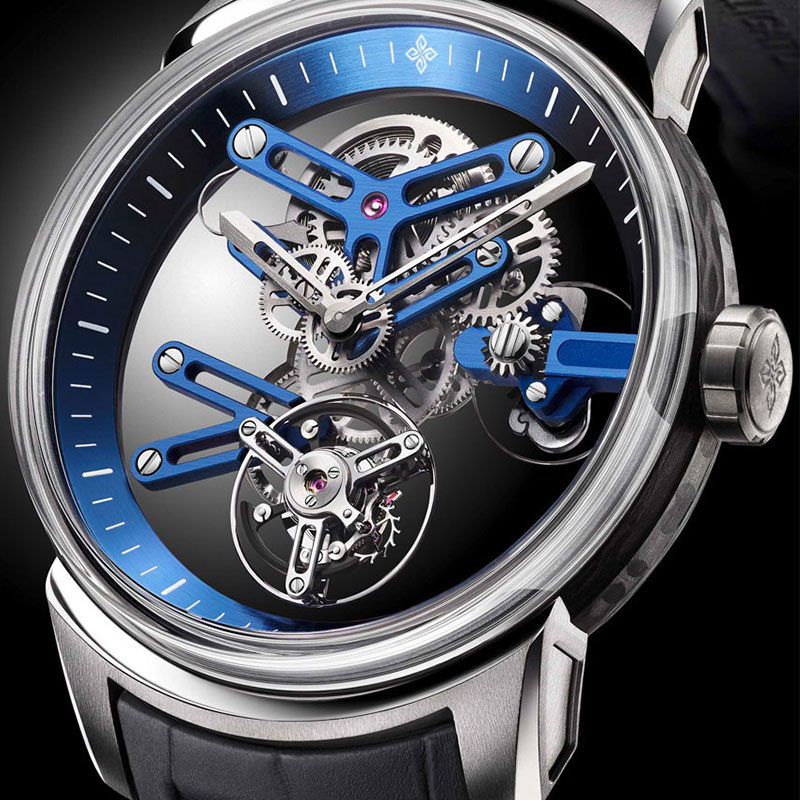 艾戈勒正品瑞士手表私人定制水晶陀飞轮商务碳纤维男表18K金腕表