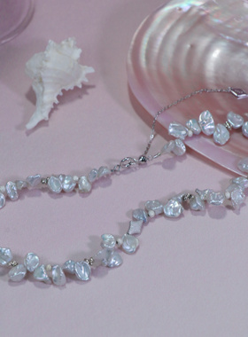 ERSHI尔时｜迭柔 天然巴洛克珍珠花瓣星星设计感可调节项链锁骨链