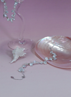 ERSHI尔时｜迭柔 天然巴洛克珍珠花瓣星星925银设计感可调节手链