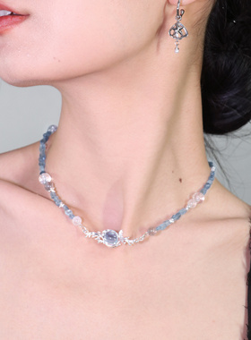 ERSHI尔时｜潮汐 原创设计海洋s925纯银海蓝宝可拆卸项链锁骨链