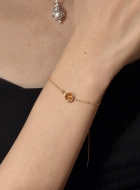 ERSHI尔时｜同辉 黄水晶海蓝宝简约通勤手链s925银可调节叠戴礼物