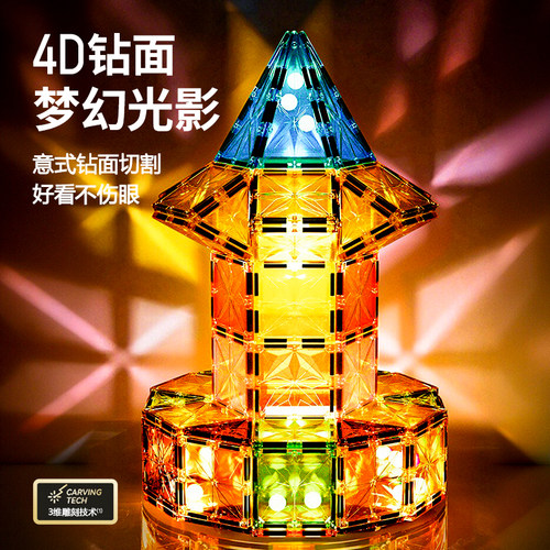 儿童磁力片彩窗磁吸积木3到6岁男孩女孩益智拼装玩具生日礼物方块 - 图1