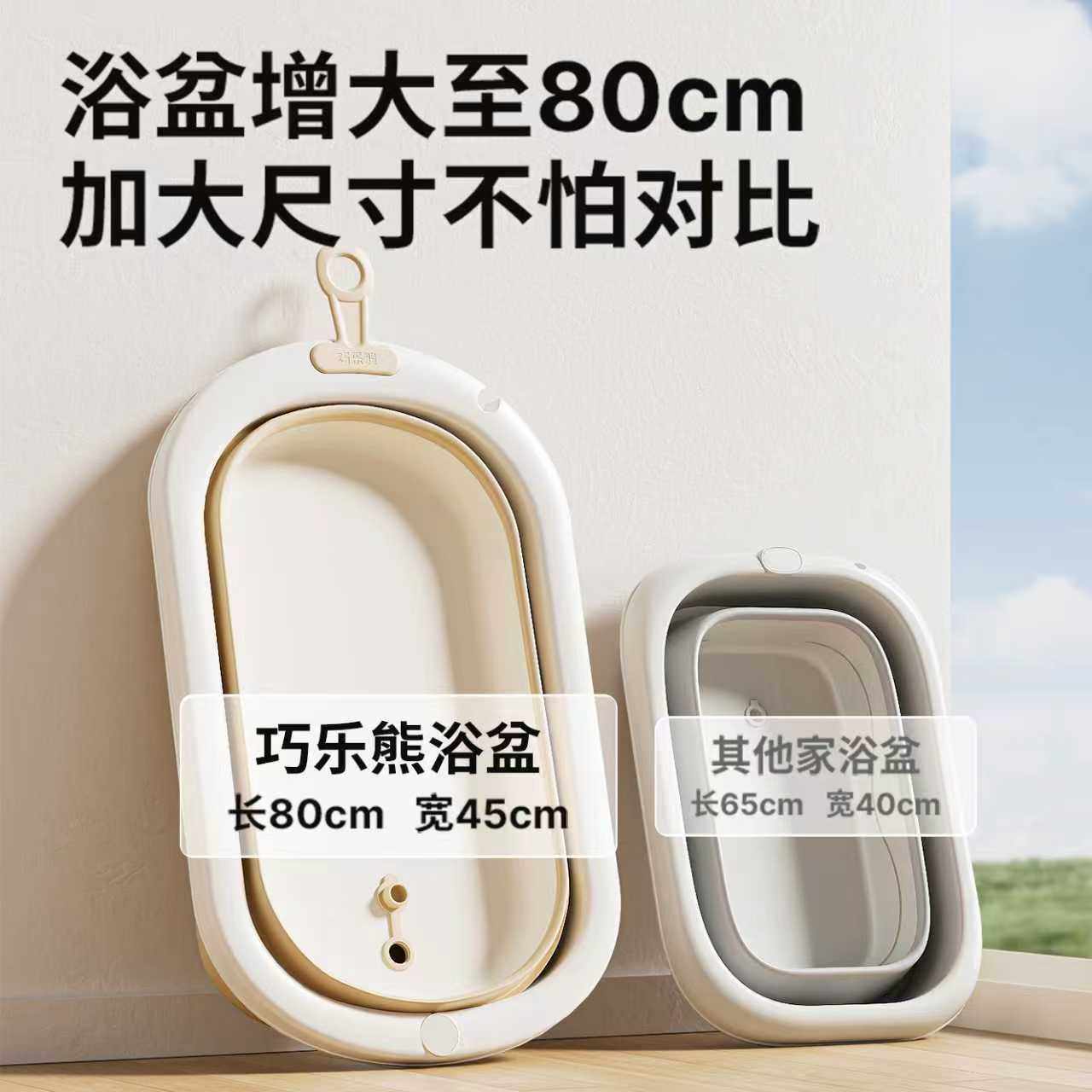 婴儿洗澡盆宝宝可坐躺幼儿家用感温浴盆新生儿童小孩可折叠沐浴桶,淘宝优惠券,粉丝福利购,淘宝优惠卷