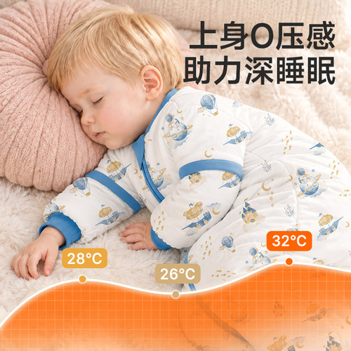 [桑蚕丝]婴儿睡袋分腿春秋冬加厚宝宝纯棉儿童恒温防踢被四季通用 - 图2