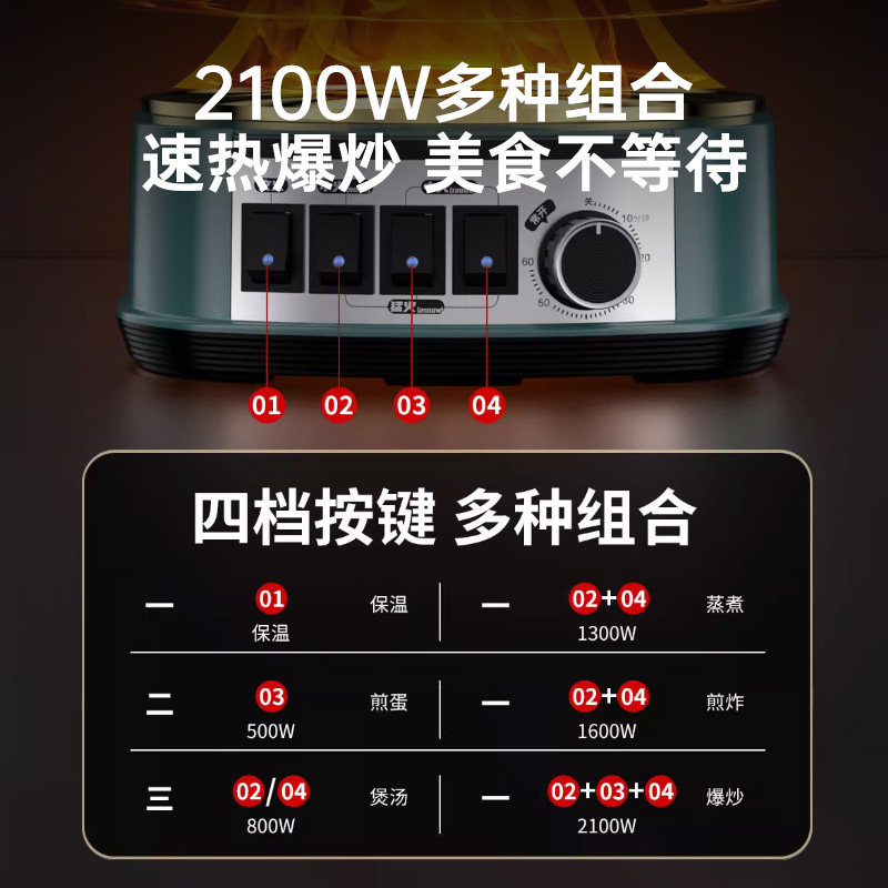 奥克斯304不锈钢电炒锅多功能火锅 奥克斯到家电热/火锅