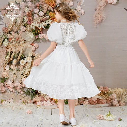 Наряд маленькой принцессы, детская юбка, белое кружевное платье, скрипка, наряд для музыкальных выступлений, элитный костюм, подарок на день рождения, в западном стиле