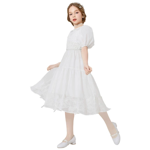 Наряд маленькой принцессы, детская юбка, белое кружевное платье, скрипка, наряд для музыкальных выступлений, элитный костюм, подарок на день рождения, в западном стиле