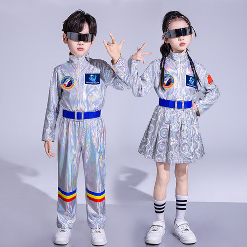 六一儿童科技感服装小学生宇航服ai亮片爵士演出服幼儿园机器人服 - 图0