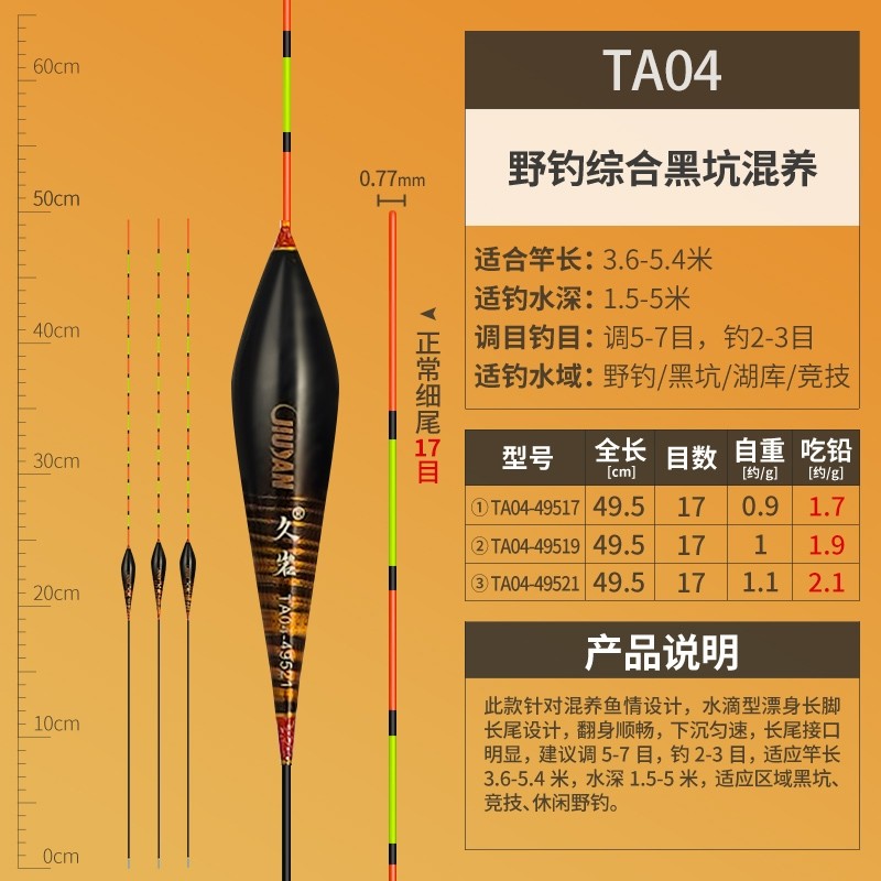 久岩TA碳素浮漂正品高灵敏加粗超醒目黑坑混养专用漂野钓行程鱼漂,淘宝优惠券,粉丝福利购,淘宝优惠卷