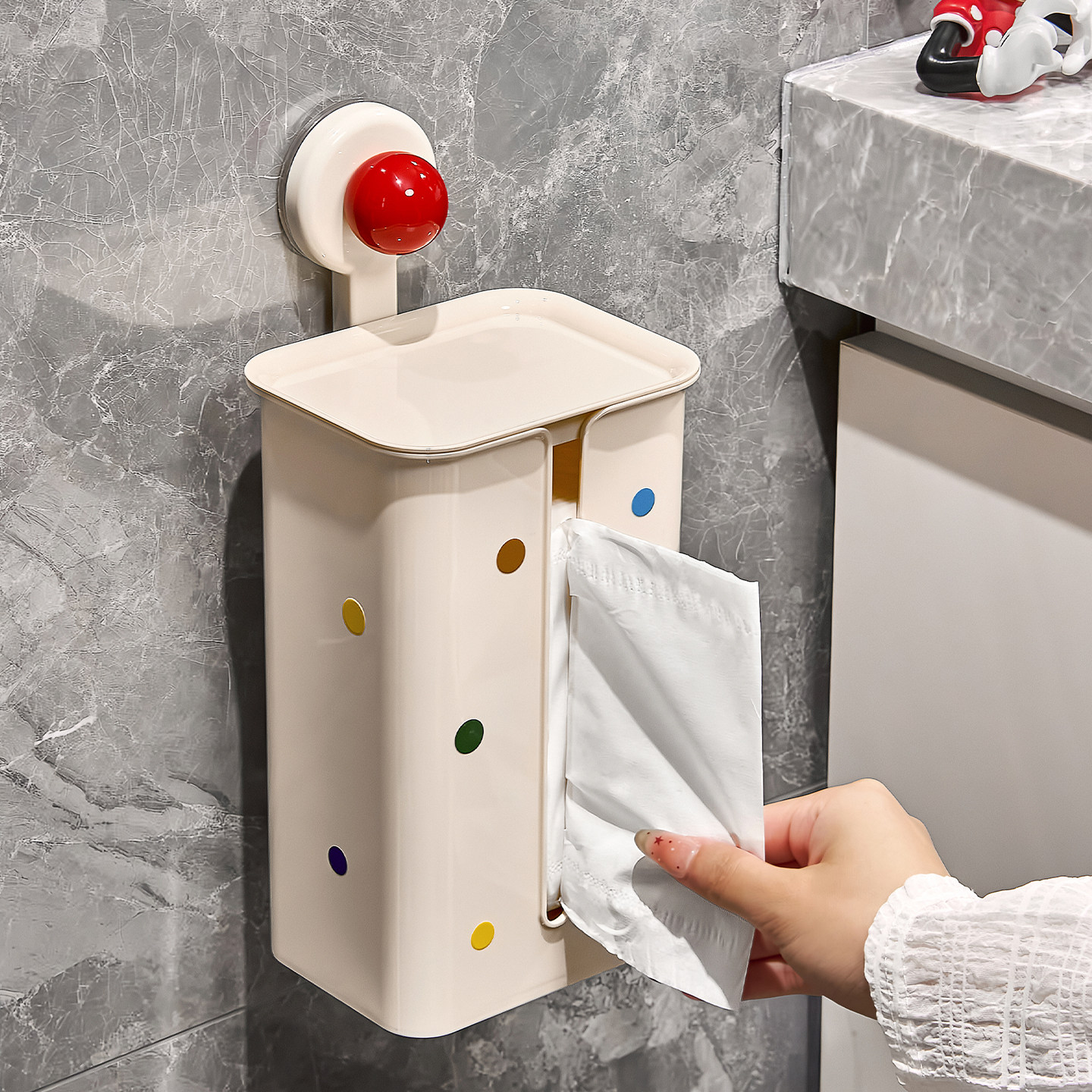 多巴胺吸盘纸巾盒壁挂式洗脸巾收纳盒卫生间厕所高颜值可爱抽纸盒,淘宝优惠券,粉丝福利购,淘宝优惠卷