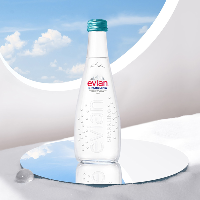 法国evian依云天然矿泉水330ml*20高端玻璃瓶气泡水750*12 - 图2