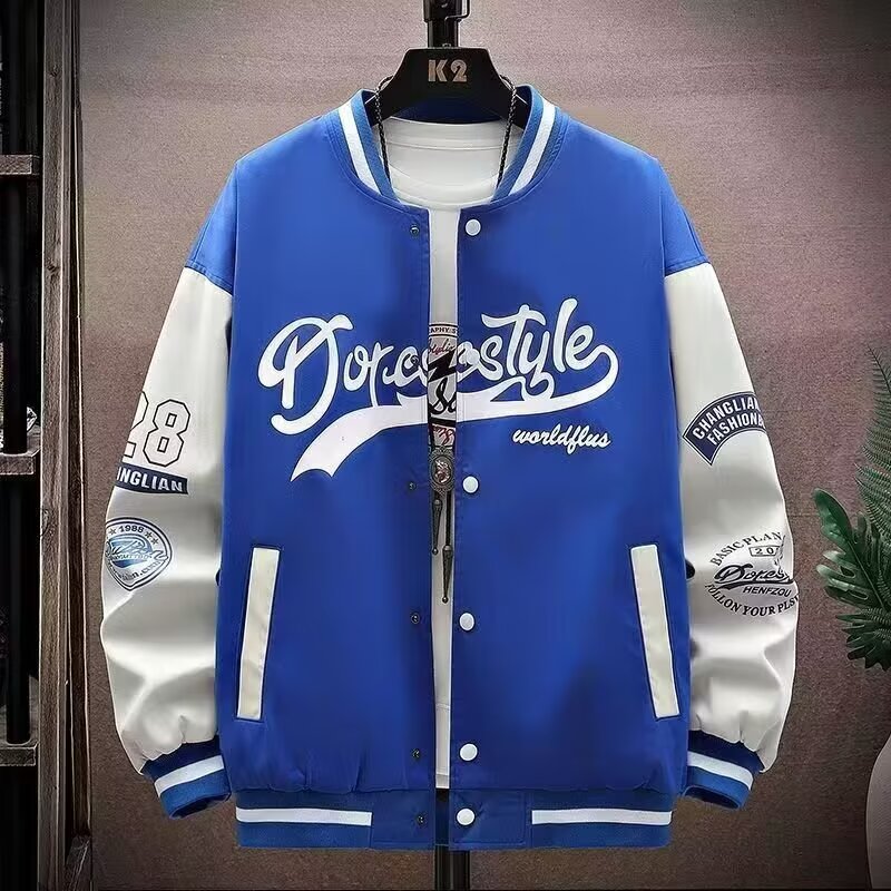 Autumn and winter men's baseball uniforms plus velvet thickened jackets students Hong Kong fashion brand teenagers handsome versatile jackets