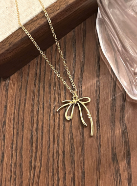 觅韩简约线条蝴蝶结项链夏季ins风日常颈链女韩国新款锁骨链7596