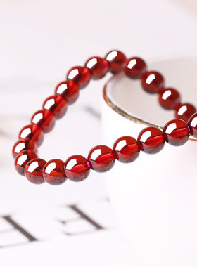 收藏级香槟橙红石榴石手链