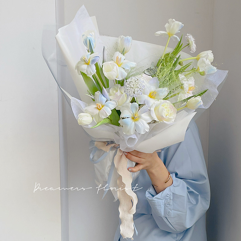 透明玻璃纸花束包装纸加厚防水琉璃纸鲜花包花纸花店花艺diy材料